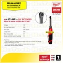 MILWAUKEE | M12 FHIR38LR Extended Reach High Speed Ratchet 3/8" | Power Tools With Length 363 MM