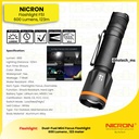 Nicron Senter Water Resistant IPX4 |Flashlight Focus F51 Tingkat Cahaya 600 Lumens, Runtime Battery 6 jam, Jarak Cahaya 123 meter