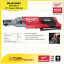 MILWAUKEE M12 FIR14 | 1/4 Mesin Compact Impact Ratchet 12V (Unit Only)