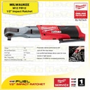 MILWAUKEE M12 FIR12 | 1/2” Mesin Impact Ratchet 12Volt (Unit Only)