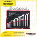 MAXPOWER Combination Wrench Set Inch 10 Pcs | Kunci Ring Pas | Kunci