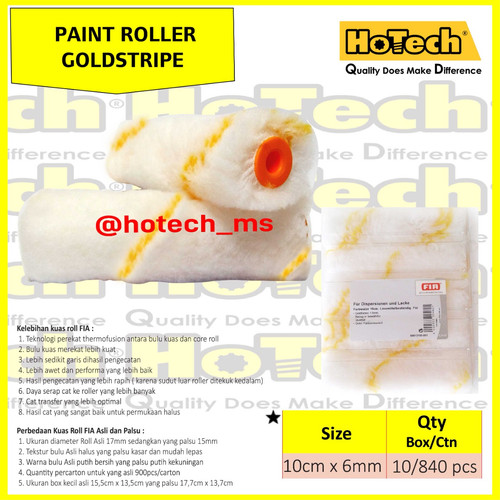 Kuas Roll Garis Kuning 4" | Paint Roller Goldstripe 4" FIA (ASLI)