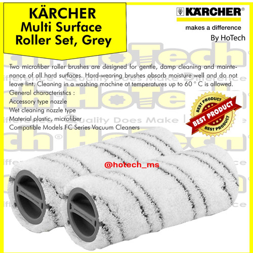 KARCHER MULTI-SURFACE ROLLER SET, GREY FOR HARD FLOOR CLEANER FC 5