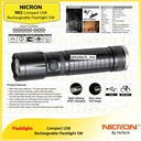 NICRON N62 | Compact USB Rechargeable Flashlight | 300 Lumen Senter