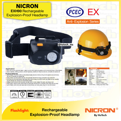 NICRON EXH90 | Rechargeable Explosion-proof Head Lamp | EXH90