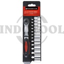 14 PCS, 1/4" DR. SOCKET WRENCH SET TK-052, 6PT 4-14mm MAXPOWER