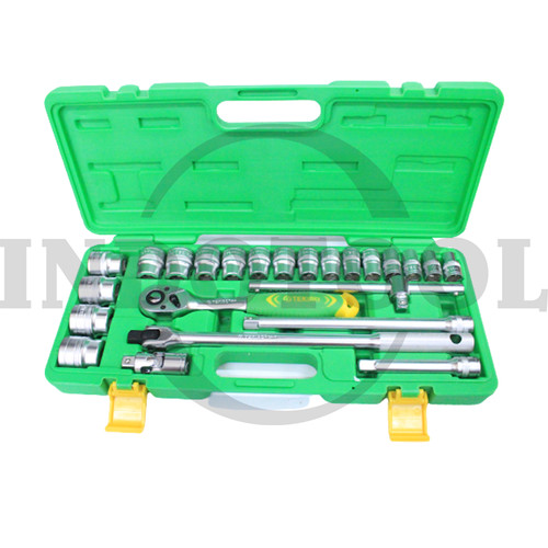 24 PCS 1/2" SOCKET WRENCH SET, INCHI 3/8" - 1-1/4", 6PT TEKIRO