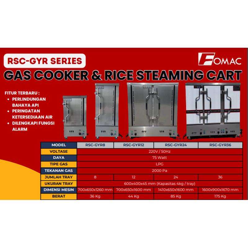 Gas cooker Rice Steaming Cart FOMAC RSC-GYR SERIES