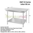Worktable Kitchen Stainless Steel MUTU - Meja Kerja Dapur Lebar 60 cm Series RWT-206CC 186CC 156CC 126CC 106CC 86CC