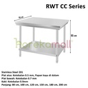 Worktable Kitchen Stainless Steel MUTU - Meja Kerja Dapur Lebar 70 cm Series RWT-20CC 18CC 15CC 12CC 10CC 8CC