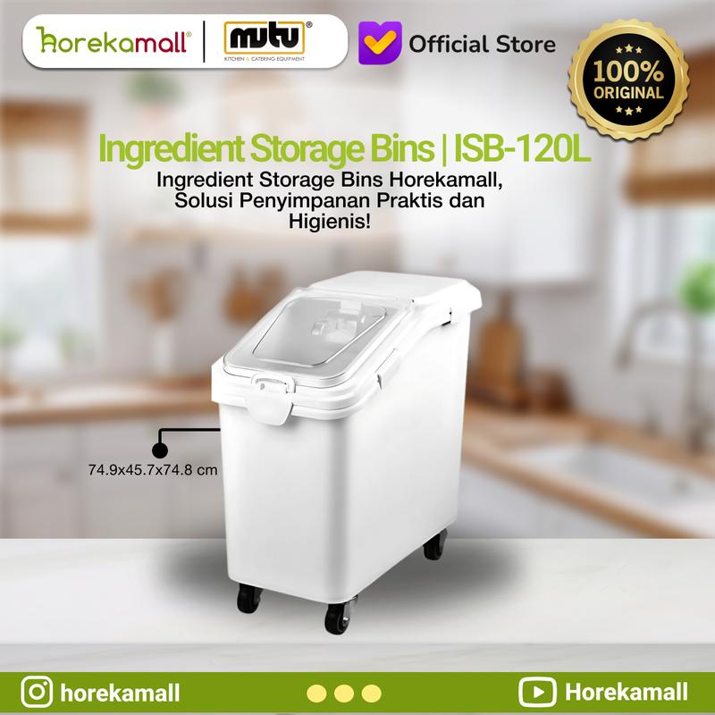 Wadah Tempat Penyimpanan Dengan Roda Beras Kacang Biji Bahan Makanan Kapasitas 81 102 120 liter / Ingredient Storage Bins MUTU ISB-81L ISB-102L ISB-120L