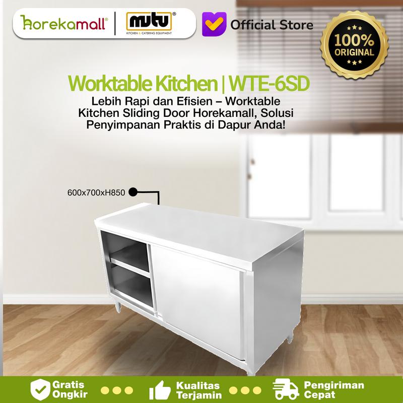 Meja Kabinet Stainless Lemari Dapur Pintu Geser Stainless MUTU WTE-6SD Lemari Slide Sliding Door Cabinet 60 cm MUTU WTE-6SD