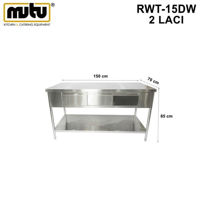Meja laci / meja stainless / meja kasir stainless stee 120 150 180 cm MUTU