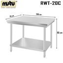 Working table/ Meja Kerja Dapur 2 Meter Stainless Steel RWT-20C