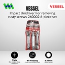Obeng Ketok VESSEL Impact Unidriver Set No. 260002 Compact Grip Magnet Gagang Bola Sekrup Karat Dol