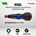 Obeng Listrik VESSEL Electric Screwdriver Ball Grip No.220USB-P1EB Plus Version Baterai Portable Japan