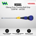 Obeng Plus Minus VESSEL Free-Turning Ball Grip Screwdriver No 220FW Magnet Gagang Bulat Tali Pengaman Safety Lanyard