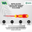Obeng Minus SATA 61324 VDE Insulated Screwdriver Slotted 5.5X125 Tahan Listrik - Motor Mobil EV Electric Vehicle