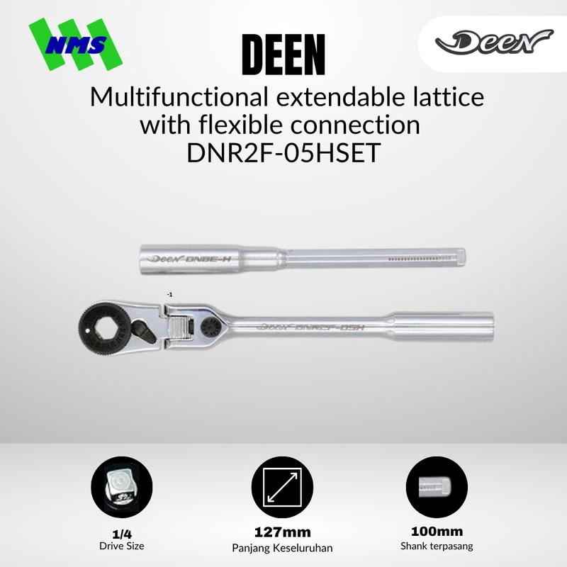 Handle Mata Obeng DEEN DNR2F-05HSET Multipurpose Bit Ratchet - Original Japan
