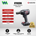 Mesin Pengencang Baut KYOCERA DIW183 18V Brushless Impact Wrench SQ 1/2" Baterai Torsi 300Nm Set - Ryobi