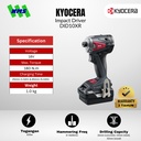 Mesin Pengencang Baut KYOCERA DID10XR 18V Brushless Impact Driver Hex 1/4" Torsi 180Nm IP56 Wet & Dust Protection Full Set - Ryobi