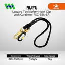 Lanyard FUJIYA FSC-5BK-SR Tool Safety 5Kg Black Kurokin Stretch  840-1500mm Hook Clip and Lock Carabiner