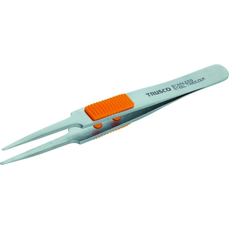 Pinset Besi TRUSCO TSP-211 Stainless Steel Tweezers with Rubber Grip 120mm Round Tip