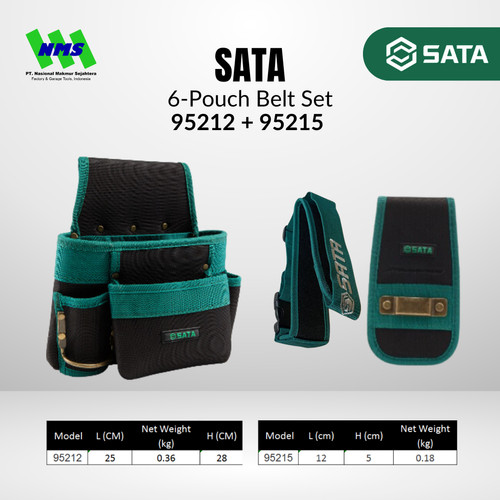 Tas Perkakas Pinggang SATA 95215 + 95212 6 Pocket Waist Tool Bag Bundling Sabuk Paket Set (Tools Not Included)