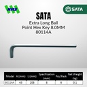 Kunci L SATA 80114A Extra Long  Ball Point Hex Key 8mm x 208mm