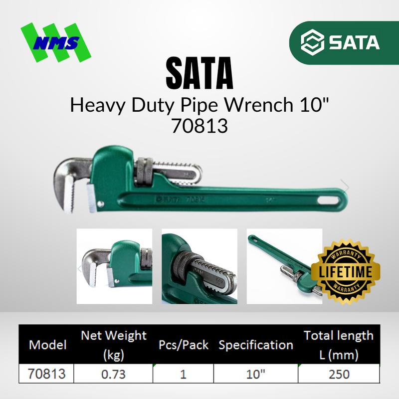 Kunci Pipa SATA 70813 Heavy Duty Pipe Wrench 10" Inci L = 250mm