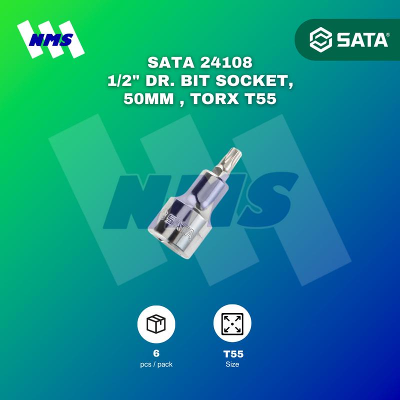 Bit Sok Bintang SATA 24108 1/2" Dr. Bit Socket, 50mm , Torx T55