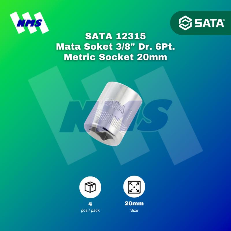 Kunci Soket SATA 12315 3/8" Dr. 6Pt. Metric Socket 20mm