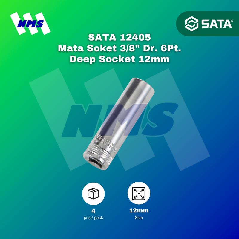 Kunci Soket SATA 12405 3/8" Dr. 6Pt. Deep Socket 12mm