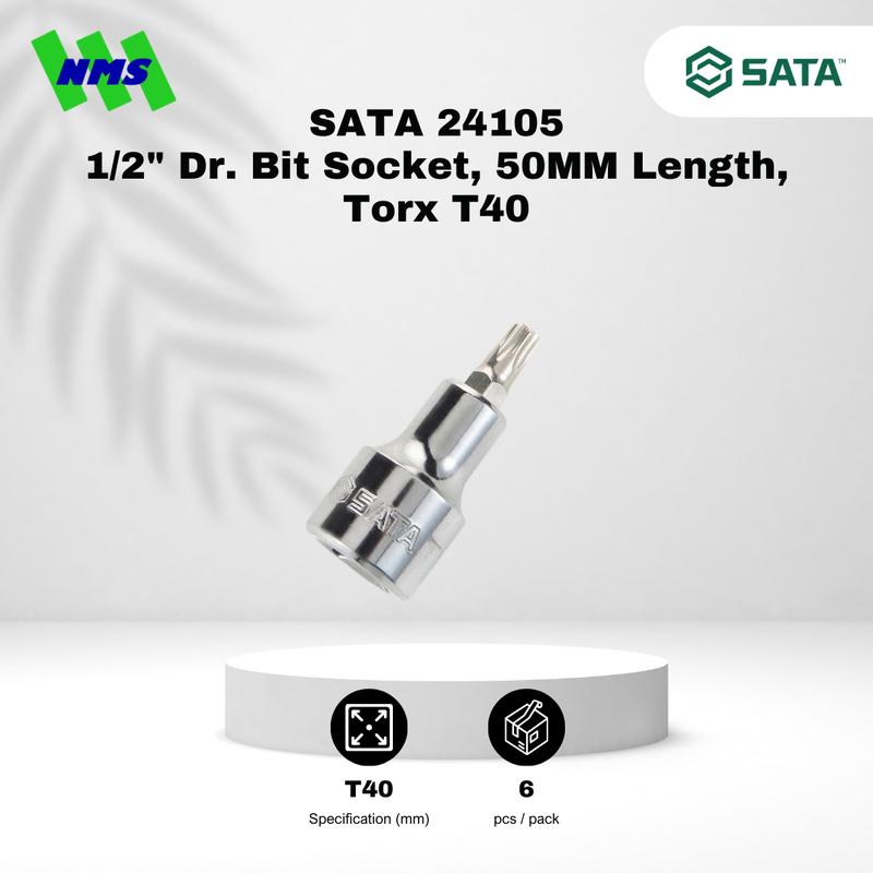 Bit Sok Bintang SATA 24105 1/2" Dr. Bit Socket, 50mm , Torx T40