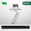Kunci Soket Panjang SATA 11407 1/4" Dr. 6Pt. Deep Socket 10mm