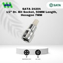 Kunci L Soket SATA 24204 1/2" Dr. 50L Hex Bit Socket 7 mm