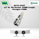 Kunci L Soket SATA 24207 1/2" Dr. 50L Hex Bit Socket 12 mm