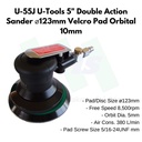 Mesin Amplas Angin U-55J U-Tools 5" Double Action Sander ⌀123mm Pad Orbital 10mm