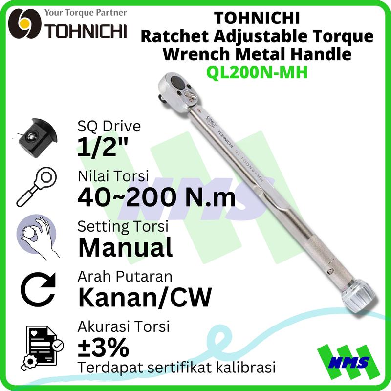 Kunci Torsi QL200N-MH 1/2" 40 - 200 Nm TOHNICHI Torque Wrench- Penawan
