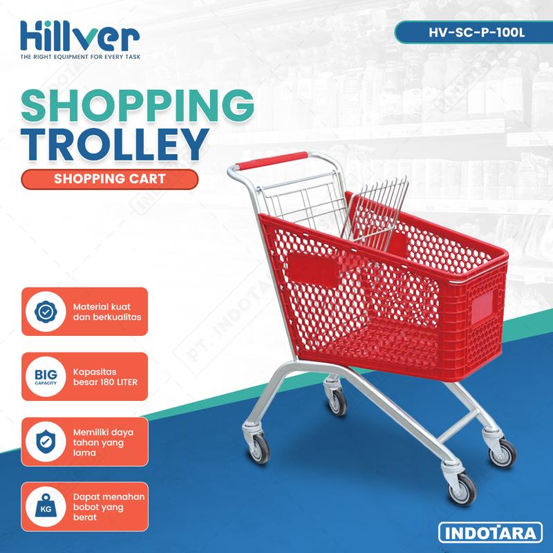 Trolley Belanja Troli Supermarket 180 Liter Hillver HV-SC-P-100L