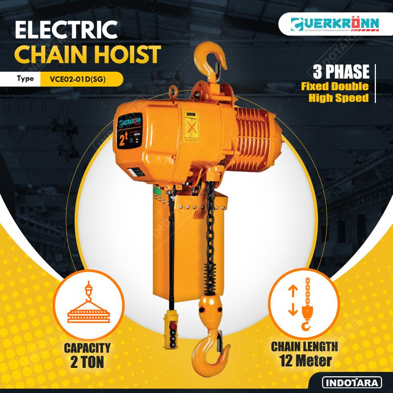 Electric Chain Hoist 3 Phase Double High Speed 2Ton Verkronn VCE02-01D