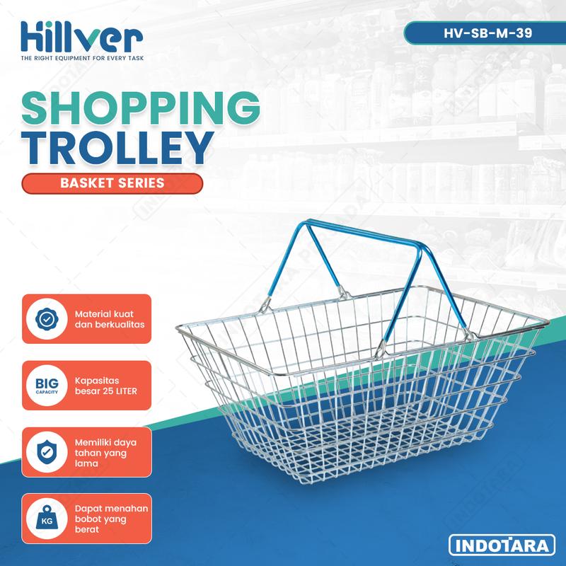 Keranjang Belanja Pasar Supermarket Minimart Shopping Metal Basket Hillver HV-SB-M-39 (25 L)