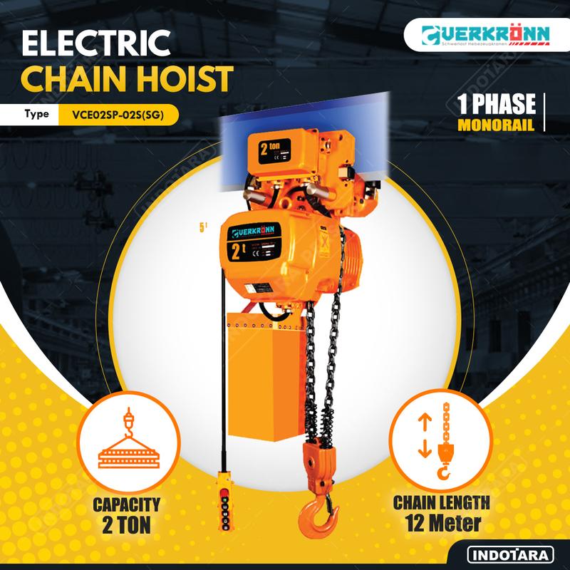 Electric Chain Hoist Single Phase Monorail 2 Ton Verkronn VCET02SP-02S