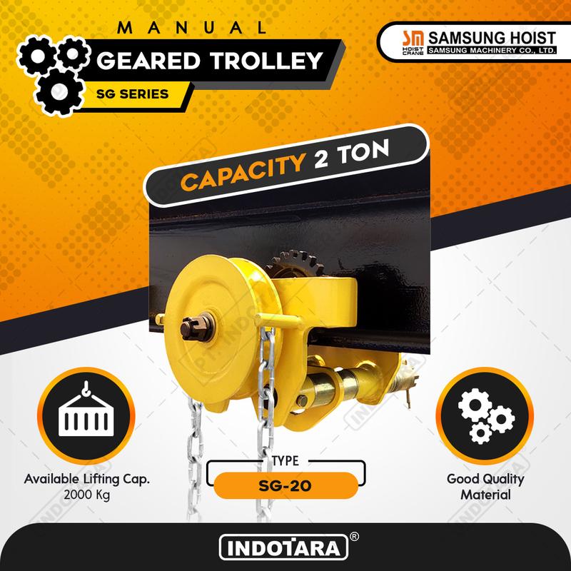 Manual Geared Trolley Troli Katrol Manual 20 Ton Samsung SG-20 - 26 Meter
