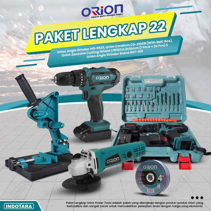Paket Lengkap 22 - Gerinda Tangan HG9523 - Mesin Bor Tangan CD2100B