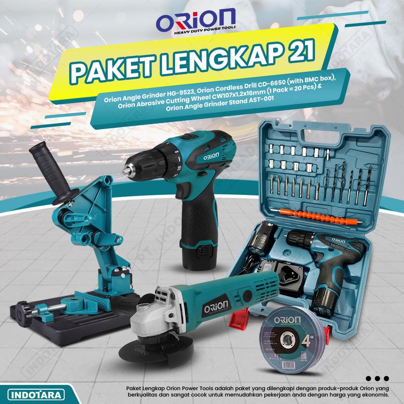 Paket Lengkap 21 - Gerinda Tangan HG9523 - Mesin Bor Tangan CD6650