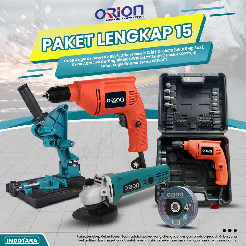 Paket Lengkap 15 - Gerinda Tangan HG9523 - Mesin Bor Tangan HD6601S