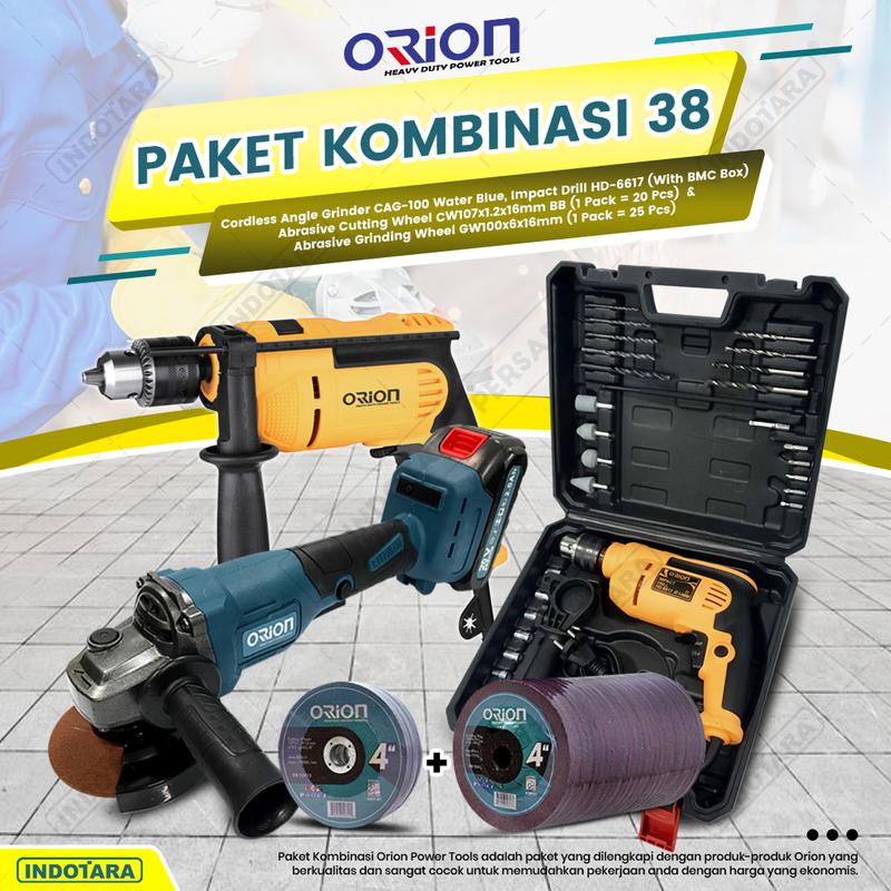 Paket Kombinasi 38 - Gerinda Tangan CAG100 - Mesin Bor Tangan HD6617