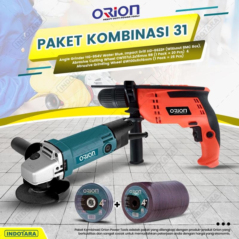 Paket Kombinasi 31 - Gerinda Tangan HG954V - Mesin Bor Tangan HD6622P