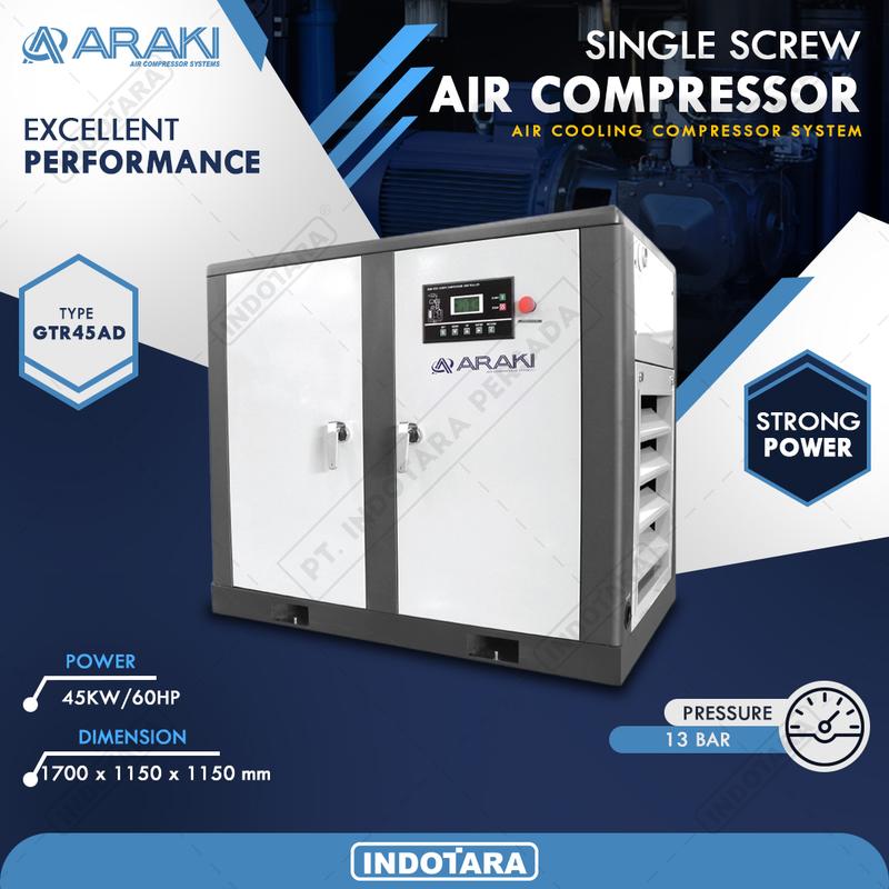 Araki Heavy Duty Screw Compressor  45KW/60HP 13Bar GTR45AD